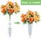 2 Sets Artificial Cemetery Flowers with Vases – Mixed Lilies & Roses (Orange & Yellow), 2 Grave Vases with Foam for Outdoor Headstones, Gravesites, and Memorial Decorations